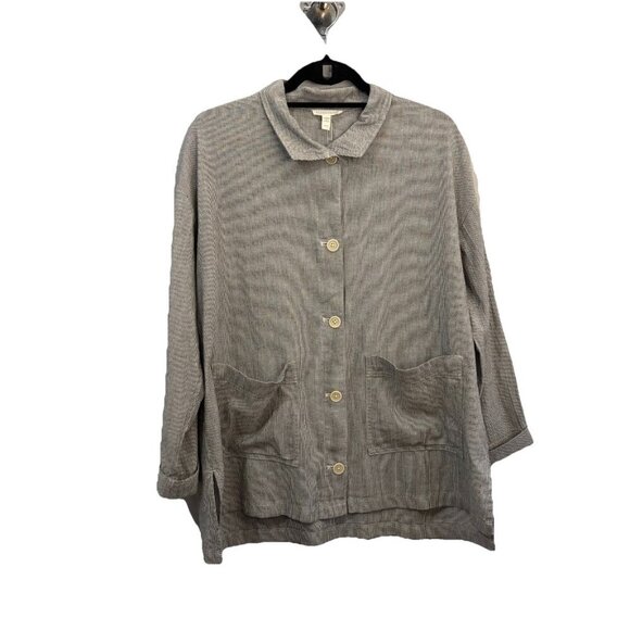 eileen fisher Organic Cotton Ticking Stripe Jacket Women XS Relaxed Fit - Picture 1 of 11